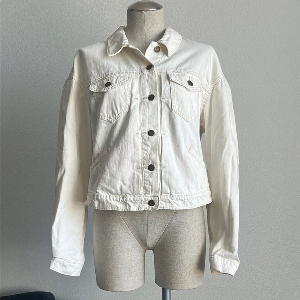 Old Navy White Jean Jacket Classic Cropped Style